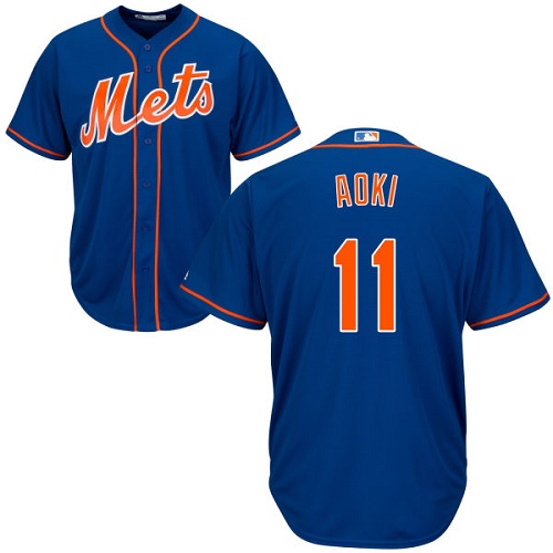 Men's Majestic New York Mets #11 Norichika Aoki Replica Royal Blue Alternate Home Cool Base MLB Jersey