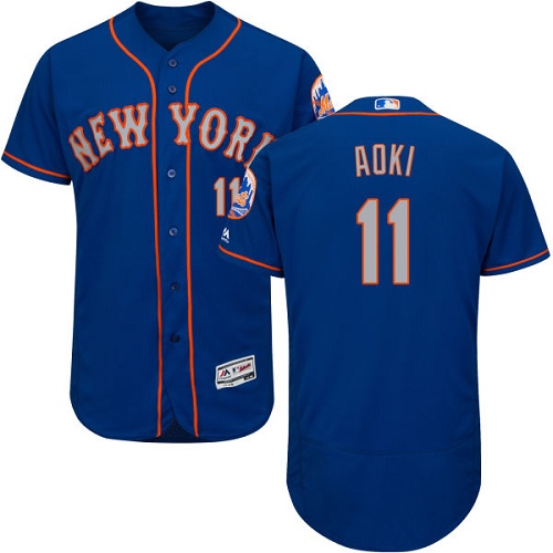 Men's Majestic New York Mets #11 Norichika Aoki Royal/Gray Flexbase Authentic Collection MLB Jersey