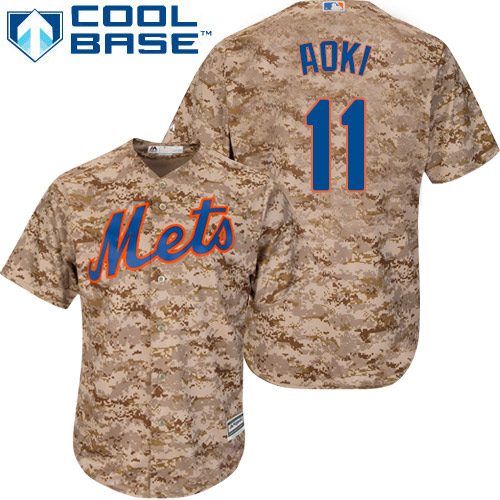 Men's Majestic New York Mets #11 Norichika Aoki Authentic Camo Alternate Cool Base MLB Jersey