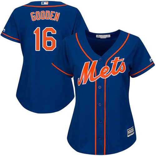 Women's Majestic New York Mets #16 Dwight Gooden Authentic Royal Blue Alternate Home Cool Base MLB Jersey