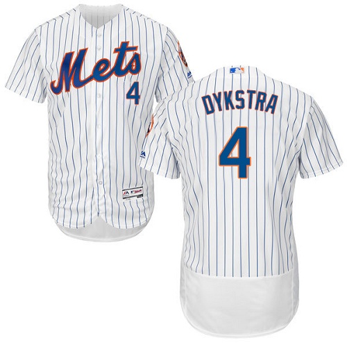 Men's Majestic New York Mets #4 Lenny Dykstra Authentic White Home Cool Base MLB Jersey