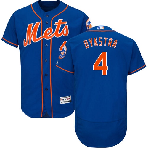 Men's Majestic New York Mets #4 Lenny Dykstra Authentic Royal Blue Alternate Home Cool Base MLB Jersey