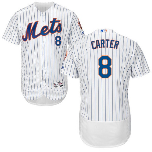 Men's Majestic New York Mets #8 Gary Carter Authentic White Home Cool Base MLB Jersey
