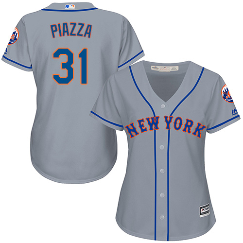 Women's Majestic New York Mets #31 Mike Piazza Authentic Grey Road Cool Base MLB Jersey