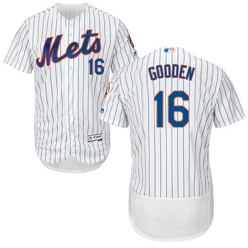 Men's Majestic New York Mets #16 Dwight Gooden Authentic White Home Cool Base MLB Jersey