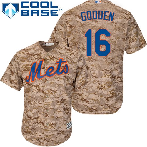 Men's Majestic New York Mets #16 Dwight Gooden Replica Camo Alternate Cool Base MLB Jersey