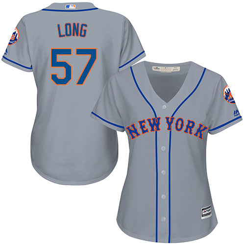 Women's Majestic New York Mets #57 Kevin Long Replica Grey Road Cool Base MLB Jersey