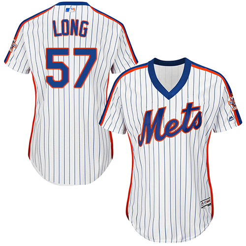 Women's Majestic New York Mets #57 Kevin Long Authentic White Alternate Cool Base MLB Jersey