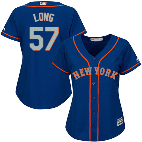 Women's Majestic New York Mets #57 Kevin Long Authentic Royal Blue Alternate Road Cool Base MLB Jersey