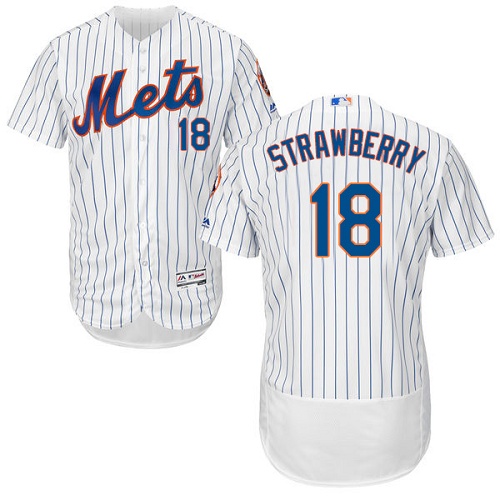 Men's Majestic New York Mets #18 Darryl Strawberry Authentic White Home Cool Base MLB Jersey