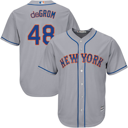 Men's Majestic New York Mets #48 Jacob deGrom Replica Grey Road Cool Base MLB Jersey