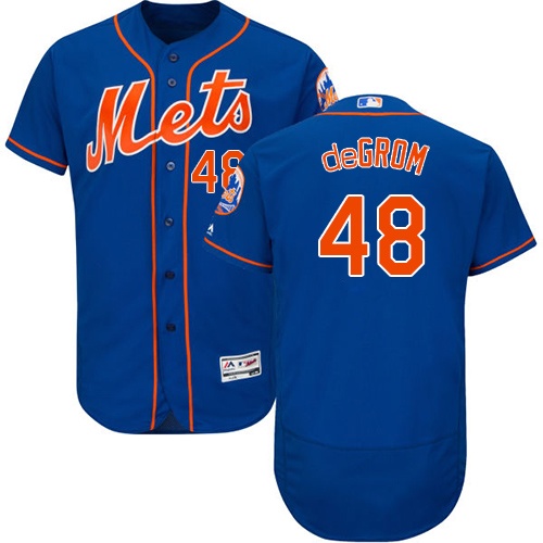 Men's Majestic New York Mets #48 Jacob deGrom Authentic Royal Blue Alternate Home Cool Base MLB Jersey