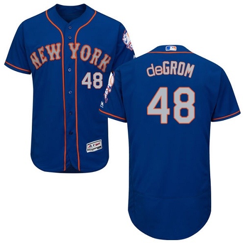 Men's Majestic New York Mets #48 Jacob deGrom Authentic Royal Blue Alternate Road Cool Base MLB Jersey