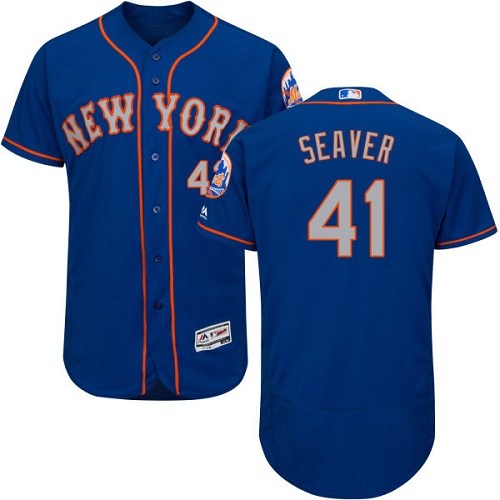 Men's Majestic New York Mets #41 Tom Seaver Authentic Royal Blue Alternate Road Cool Base MLB Jersey