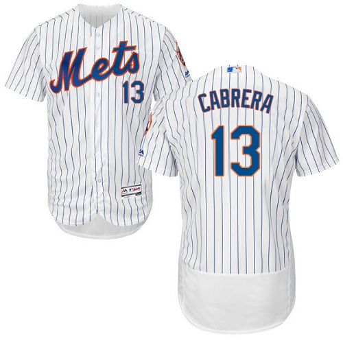 Men's Majestic New York Mets #13 Asdrubal Cabrera Authentic White Home Cool Base MLB Jersey