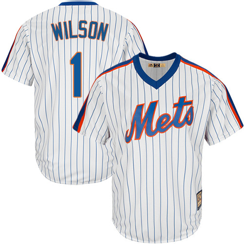 Men's Majestic New York Mets #1 Mookie Wilson Authentic White Cooperstown MLB Jersey