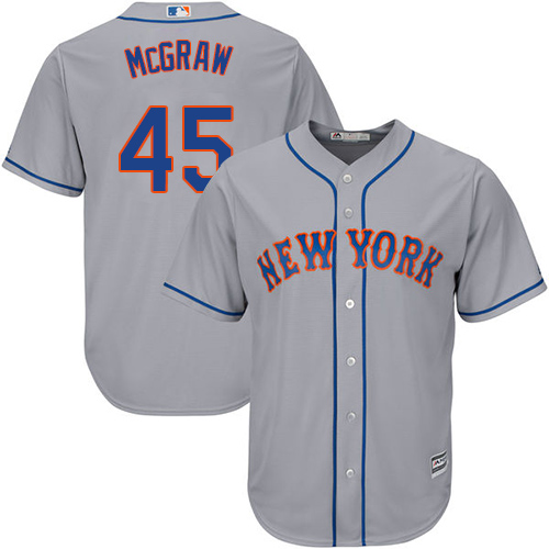 Men's Majestic New York Mets #45 Tug McGraw Replica Grey Road Cool Base MLB Jersey
