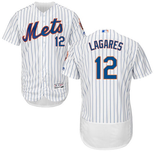 Men's Majestic New York Mets #12 Juan Lagares Authentic White Home Cool Base MLB Jersey