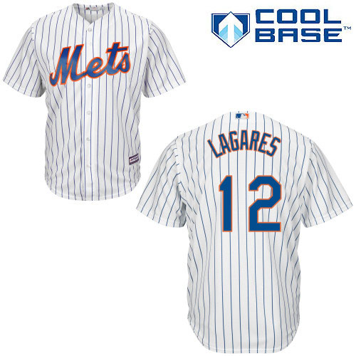 Men's Majestic New York Mets #12 Juan Lagares Replica White Home Cool Base MLB Jersey