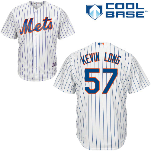 Men's Majestic New York Mets #57 Kevin Long Replica White Home Cool Base MLB Jersey