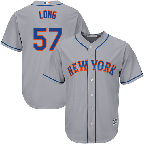 Men's Majestic New York Mets #57 Kevin Long Replica Grey Road Cool Base MLB Jersey