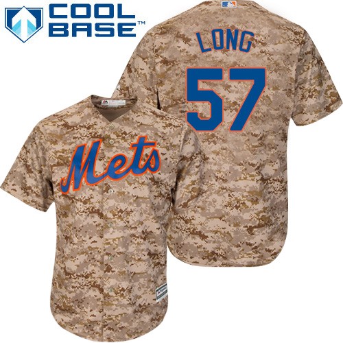 Men's Majestic New York Mets #57 Kevin Long Authentic Camo Alternate Cool Base MLB Jersey