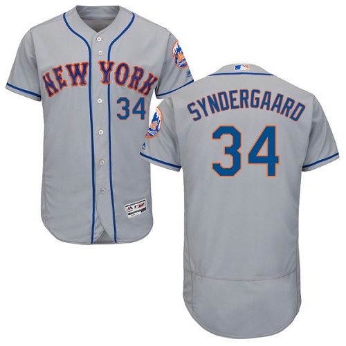 Men's Majestic New York Mets #34 Noah Syndergaard Authentic Grey Road Cool Base MLB Jersey