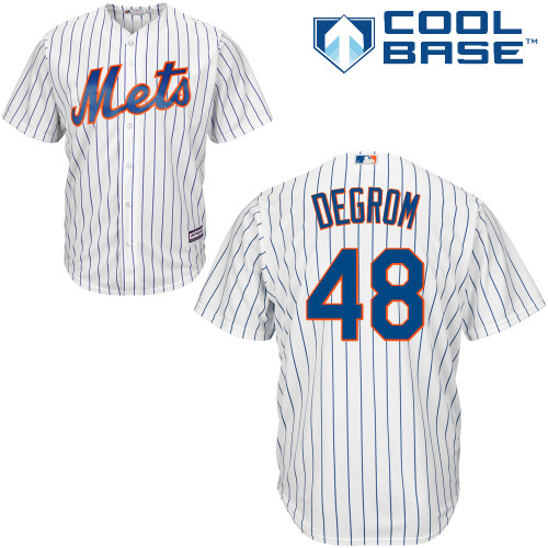 Youth Majestic New York Mets #48 Jacob DeGrom Authentic White Home Cool Base MLB Jersey