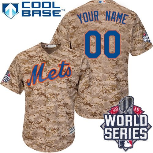 Youth Majestic New York Mets Customized Replica Camo Alternate Cool Base 2015 World Series MLB Jersey