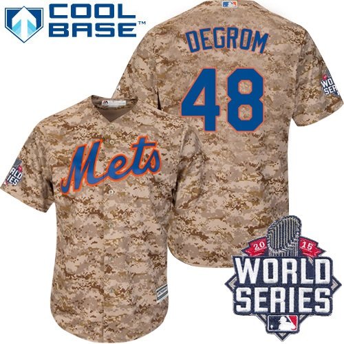 Women's Majestic New York Mets #48 Jacob deGrom Replica Camo 2015 World Series MLB Jersey