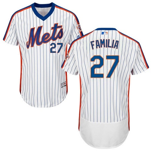 Men's Majestic New York Mets #27 Jeurys Familia Authentic White Alternate Cool Base MLB Jersey