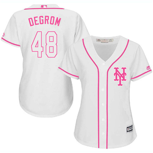 Women's Majestic New York Mets #48 Jacob deGrom Authentic White Fashion Cool Base MLB Jersey