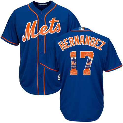 Men's Majestic New York Mets #17 Keith Hernandez Authentic Royal Blue Team Logo Fashion Cool Base MLB Jersey