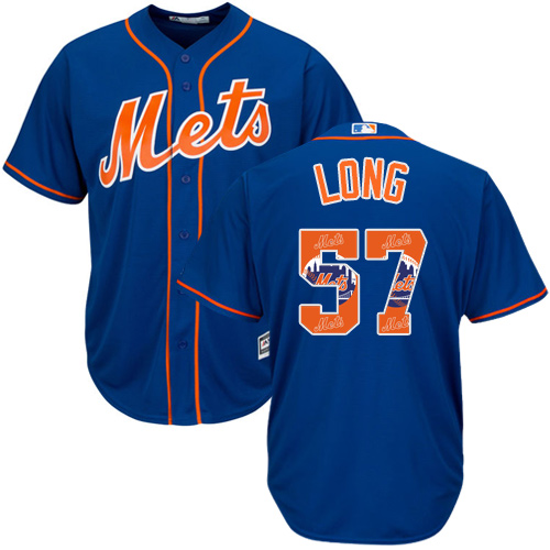 Men's Majestic New York Mets #57 Kevin Long Authentic Royal Blue Team Logo Fashion Cool Base MLB Jersey
