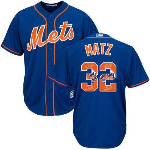 Men's Majestic New York Mets #32 Steven Matz Authentic Royal Blue Team Logo Fashion Cool Base MLB Jersey