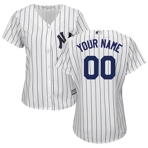 Women's Majestic New York Yankees Customized Replica White Home MLB Jersey