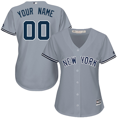 Women's Majestic New York Yankees Customized Replica Grey Road MLB Jersey