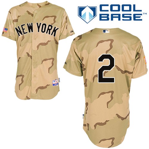 Men's Majestic New York Yankees #2 Derek Jeter Replica Camo Commemorative Military Day Cool Base MLB Jersey