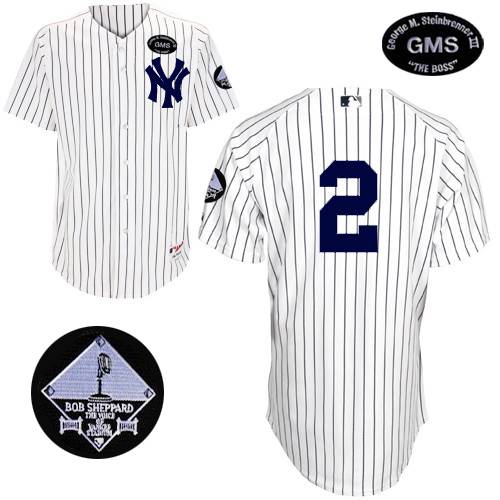 Men's Majestic New York Yankees #2 Derek Jeter Authentic White GMS "The Boss" MLB Jersey
