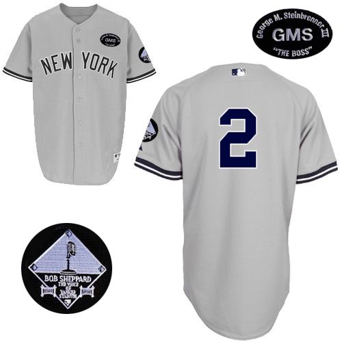 Men's Majestic New York Yankees #2 Derek Jeter Replica Grey GMS "The Boss" MLB Jersey