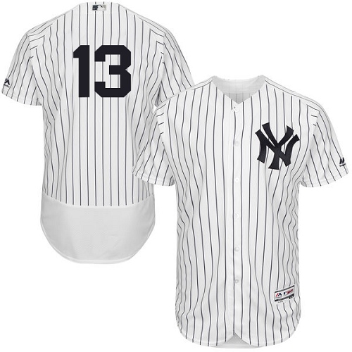 Men's Majestic New York Yankees #13 Alex Rodriguez Authentic White Home MLB Jersey