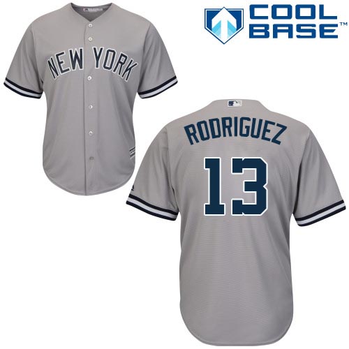 Youth Majestic New York Yankees #13 Alex Rodriguez Authentic Grey Road MLB Jersey