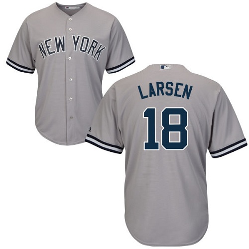 Youth Majestic New York Yankees #18 Don Larsen Authentic Grey Road MLB Jersey