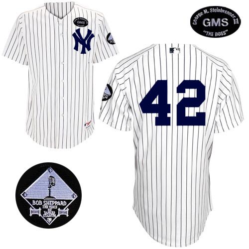 Men's Majestic New York Yankees #42 Mariano Rivera Replica White GMS "The Boss" MLB Jersey