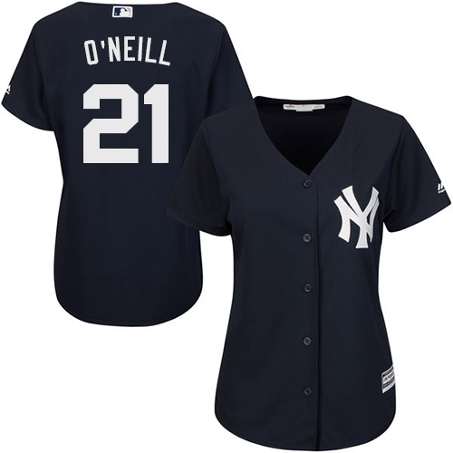 Women's Majestic New York Yankees #21 Paul O'Neill Authentic Navy Blue Alternate MLB Jersey