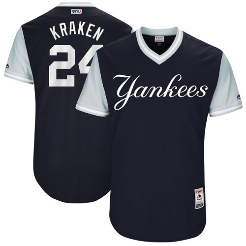 Men's Majestic New York Yankees #24 Gary Sanchez "Kraken" Authentic Navy Blue 2017 Players Weekend MLB Jersey