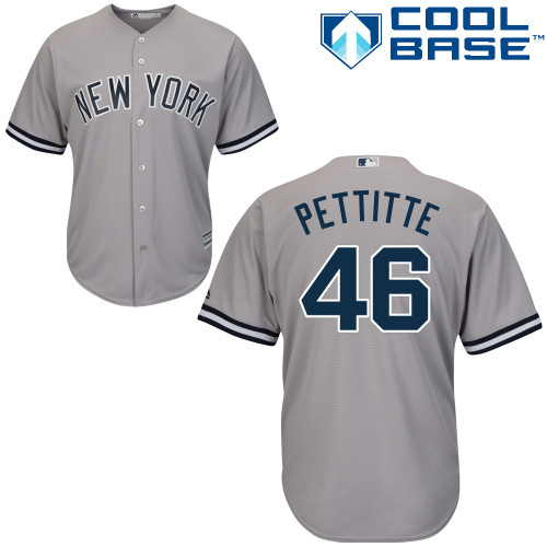 Youth Majestic New York Yankees #46 Andy Pettitte Authentic Grey Road MLB Jersey