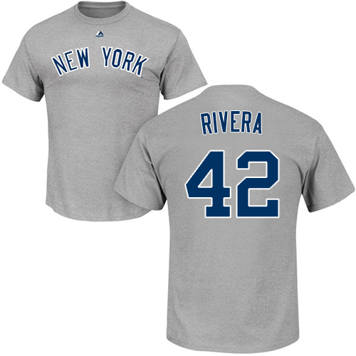 Women's Majestic New York Yankees #42 Mariano Rivera Replica White/Black Strip MLB Jersey