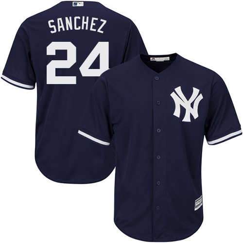 Youth Majestic New York Yankees #24 Gary Sanchez Authentic Navy Blue Alternate MLB Jersey