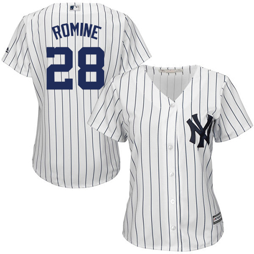 Women's Majestic New York Yankees #27 Austin Romine Authentic White Home MLB Jersey